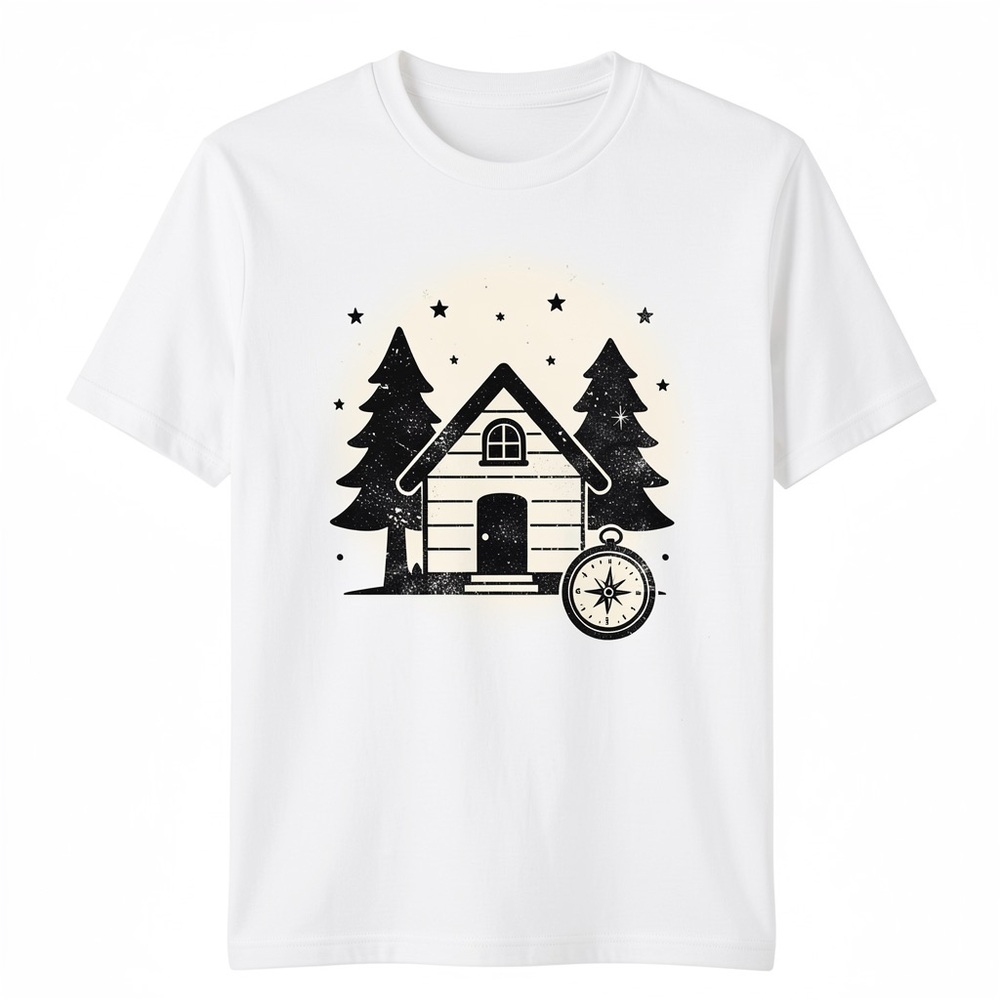 White Holiday Cabin Graphic Tee by